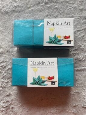 Turquoise Folded Decorative Napkins - Napkin Art 12pc
